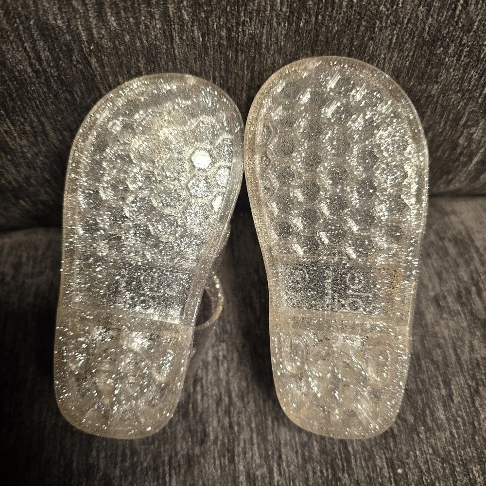 Simple Joys‎ by Carters Nora Clear Glitter Jelly Sandals Kids Size 4M WLEDEC22